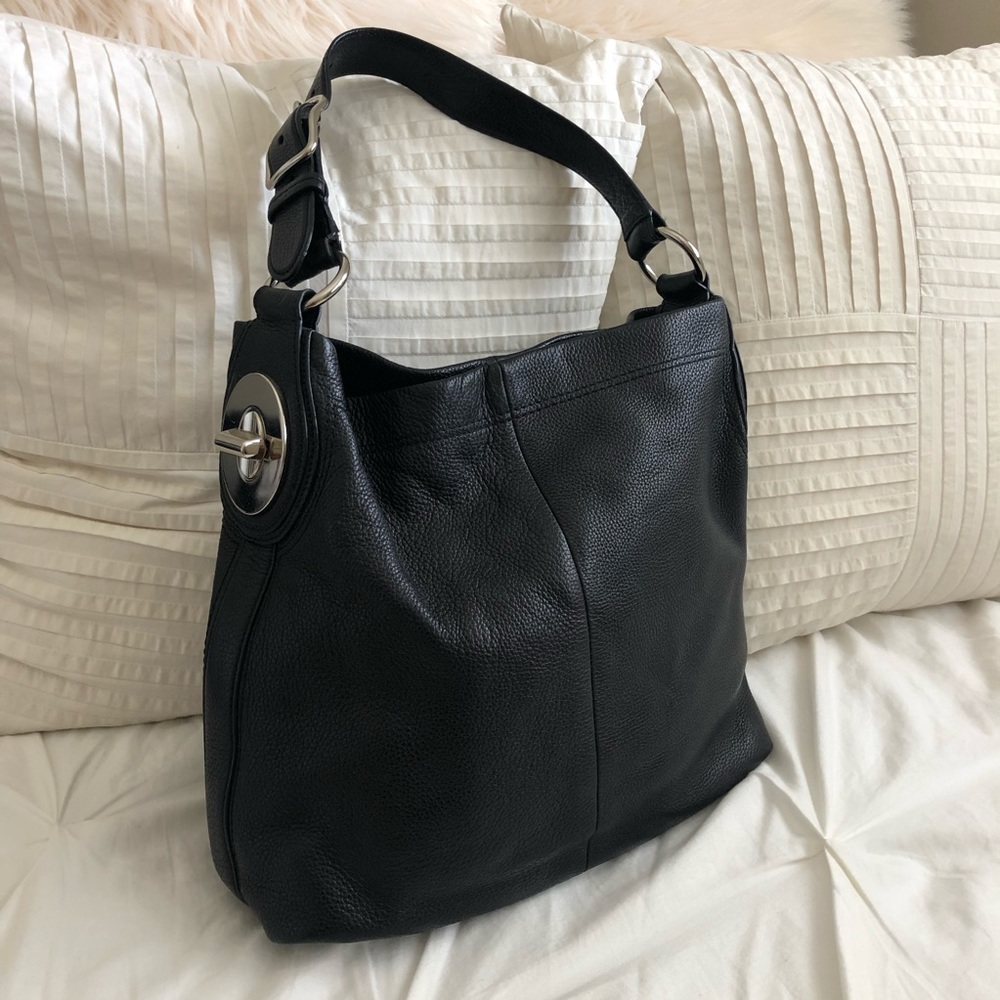 Authentic Black soft leather Coach shoulder bag